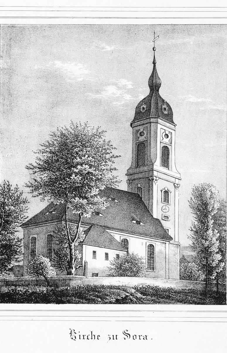 Kirche zu Sora, alte Zeichnung