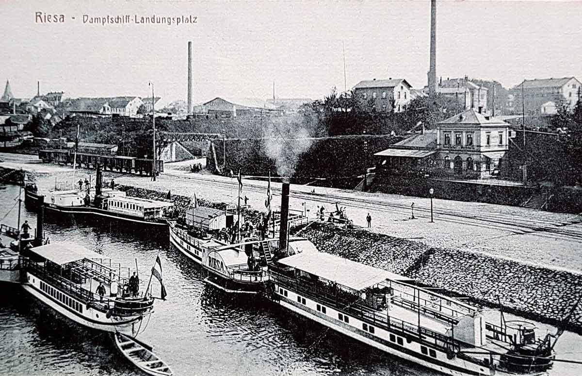 Riesa, Dampfschiff Landungsplatz, Aufnahme um 1912. Privatarchiv